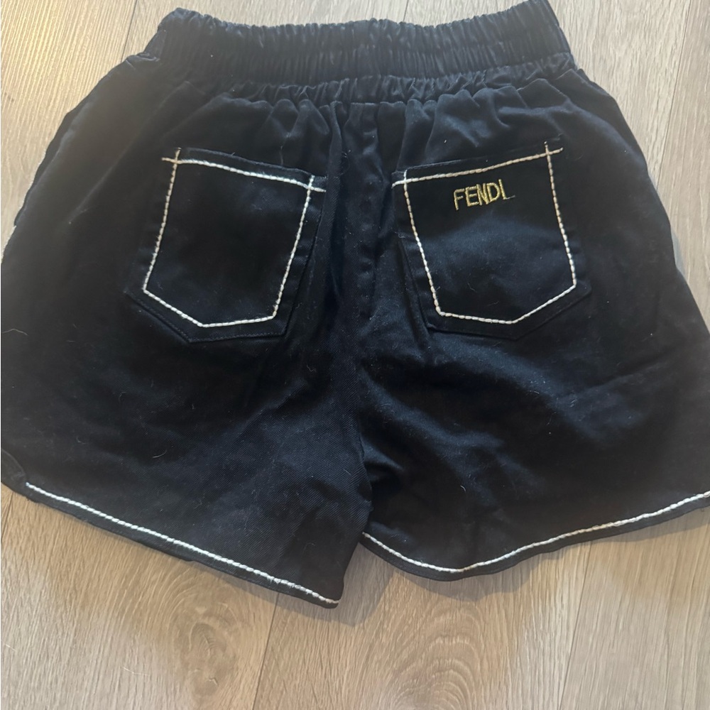 Fendi Black Shorts with Gold Logo